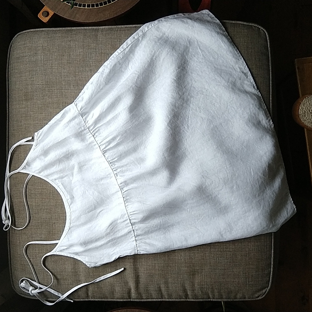 Reformation 100% Linen Tied White Tank Top Loose Flowy Natural Large